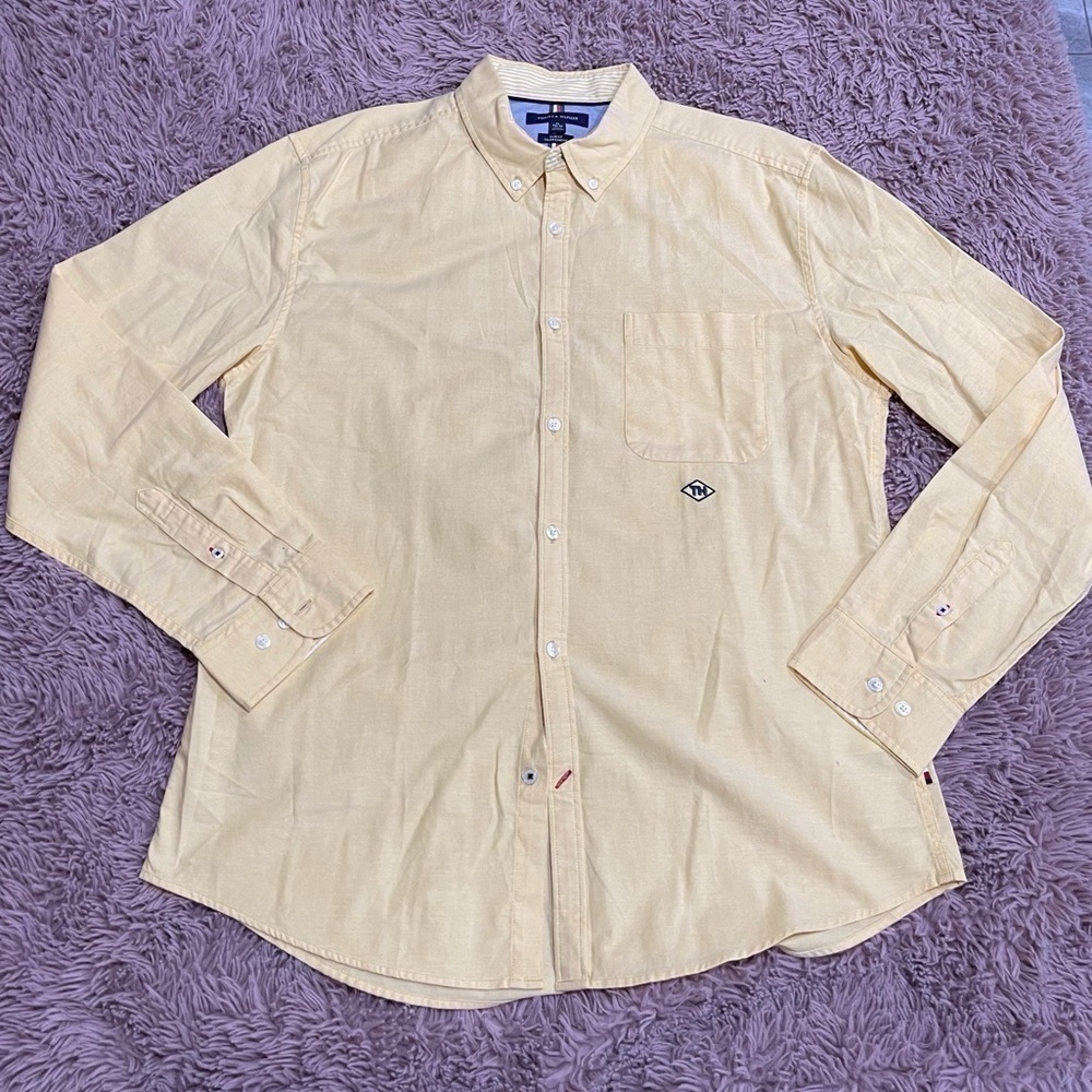 Tommy Hilfiger Men Yellow Long Sleeve Button Front Shirt